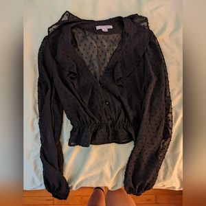 Cropped sheer black top